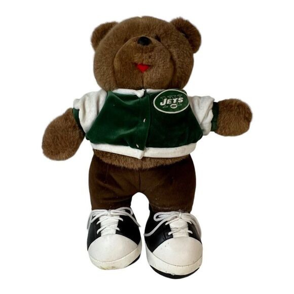 Vintage 2000 NY Jets Good Stuff Teddy Bear NFL Stuff Plush Green Jacket  READ - Picture 1 of 7